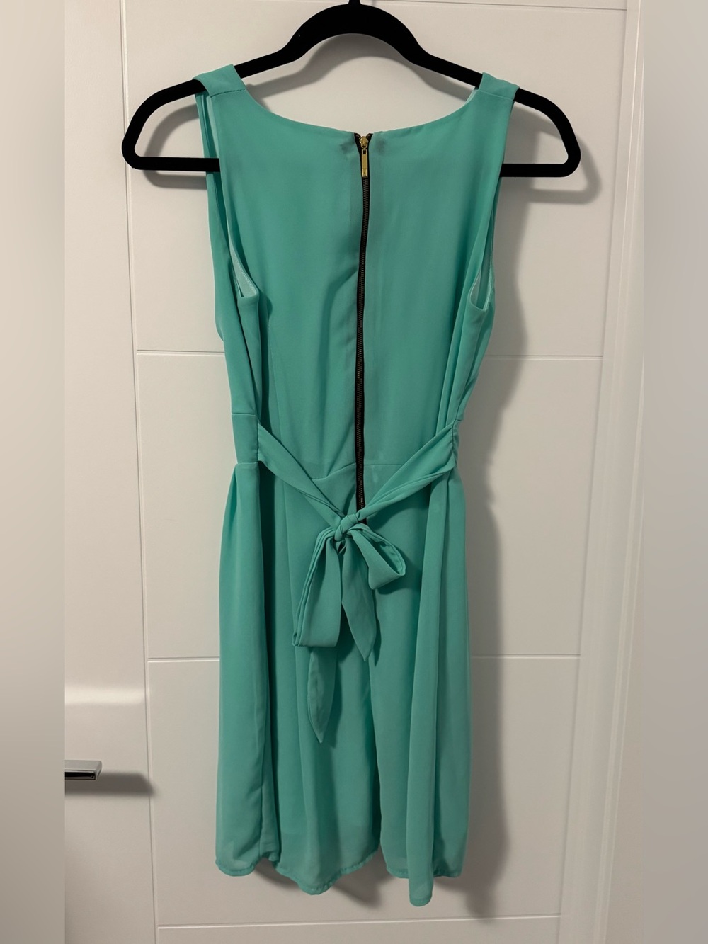 Sleeveless V-Neck Aqua/Light Teal Women's Midi Summer Dress - Picture 2 of 8
